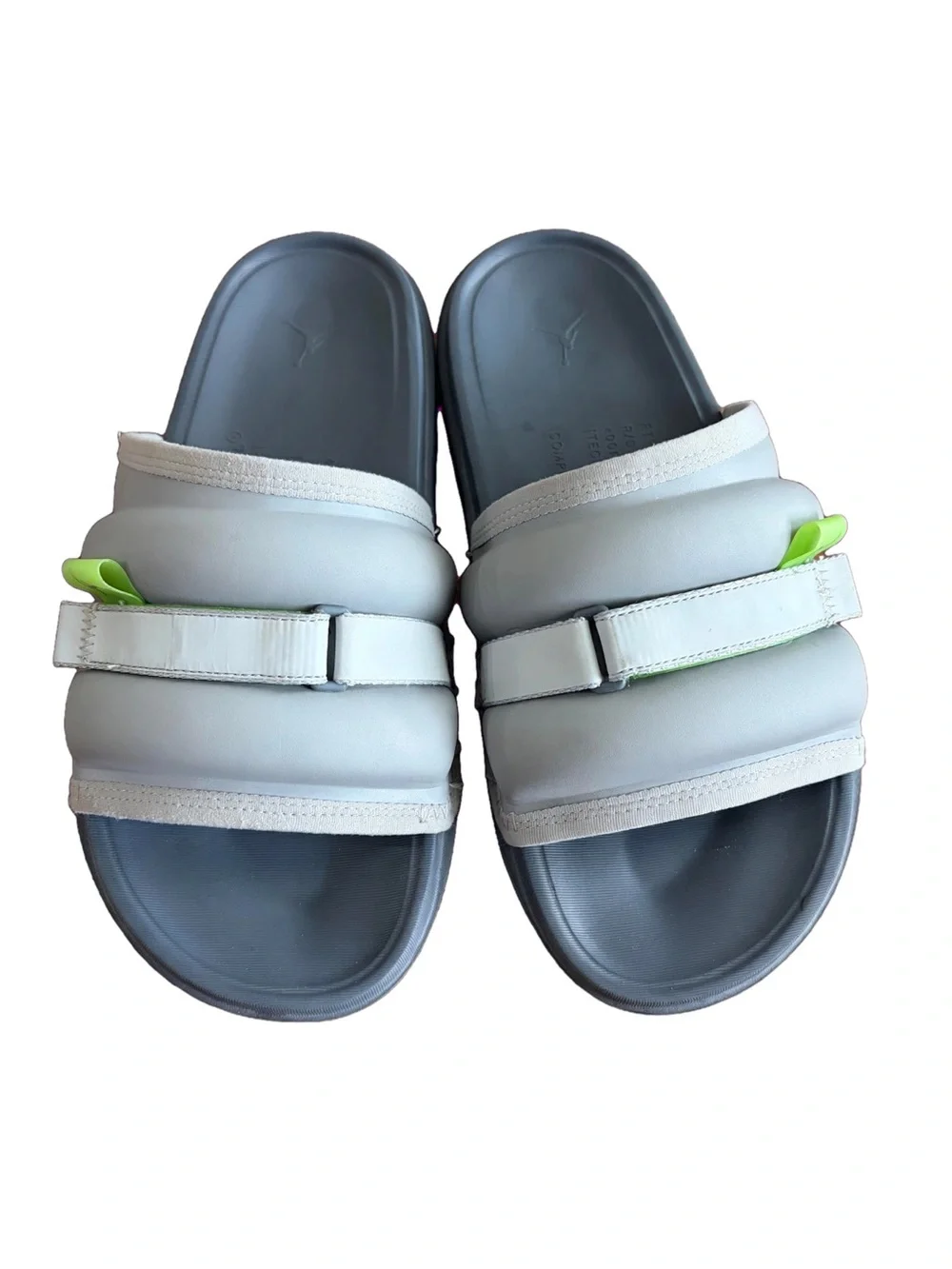 Nike Jordan Super Play Slide Silver Flint Grey Green Bean Sz 12 Puffy DM1683-030